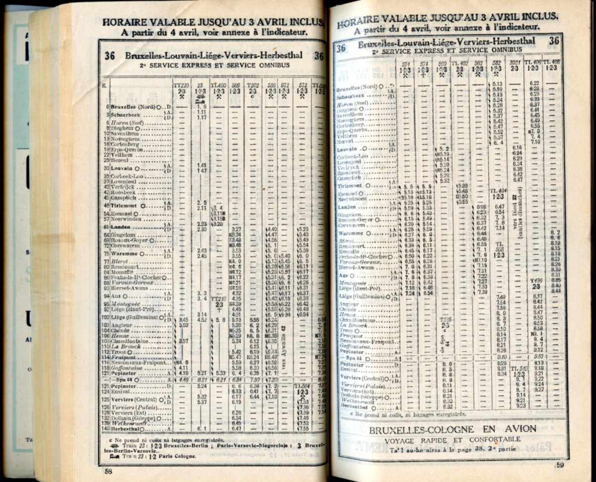 Ligne 36 . 1 (Horaire 1937)