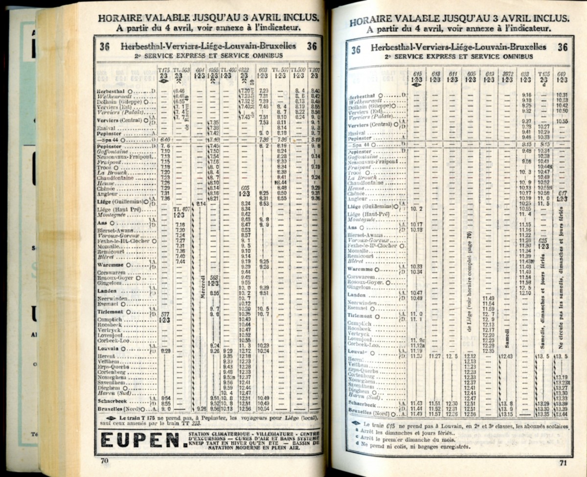 Ligne 36 . 7 (Horaire 1937)