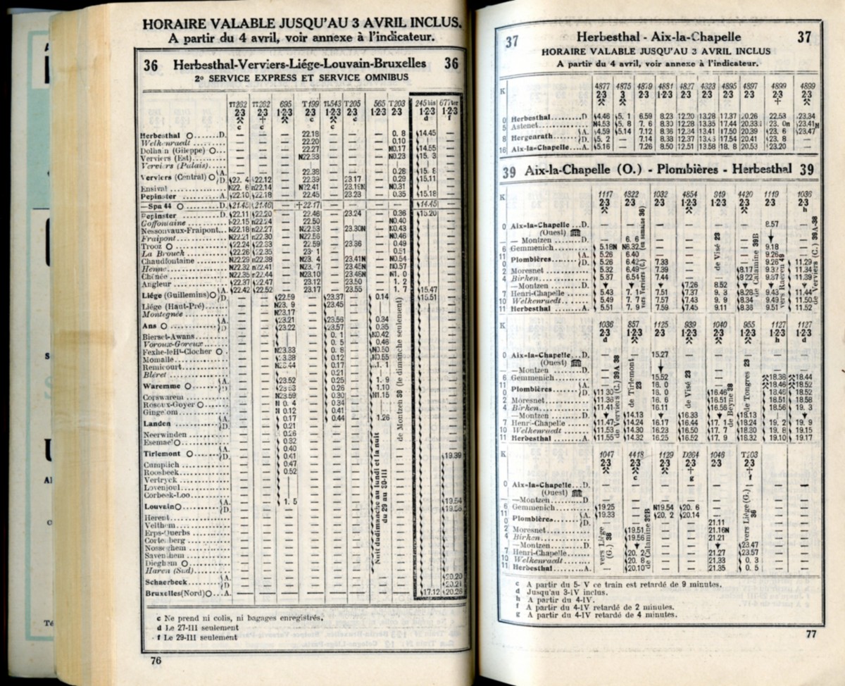 Ligne 36 . 10 (Horaire 1937)