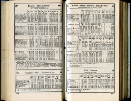 Ligne 64A - 65 - 68 (horaires 1937)