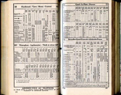 Ligne 69 - 69A - 72 (horaires 1937)