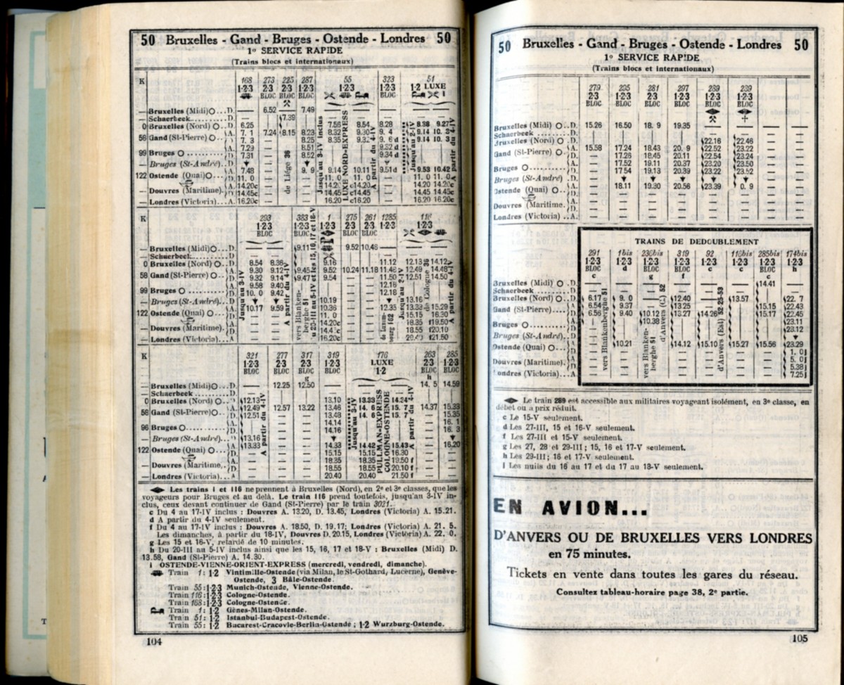 Ligne 50 (1) - Horaire 1937