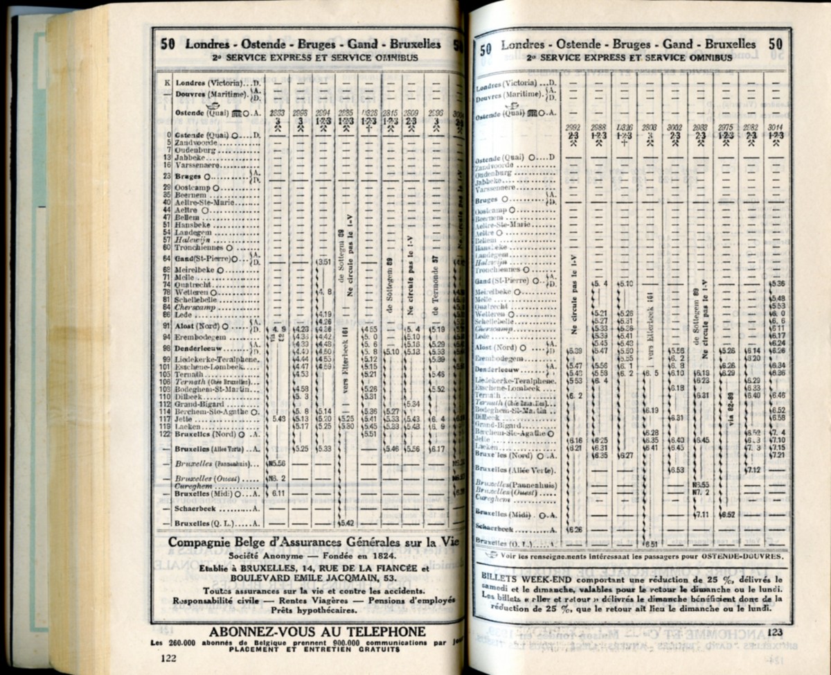 Ligne 50 (9) - Horaire 1937