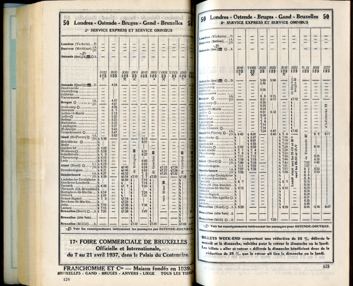 Ligne 50 (10) - Horaire 1937