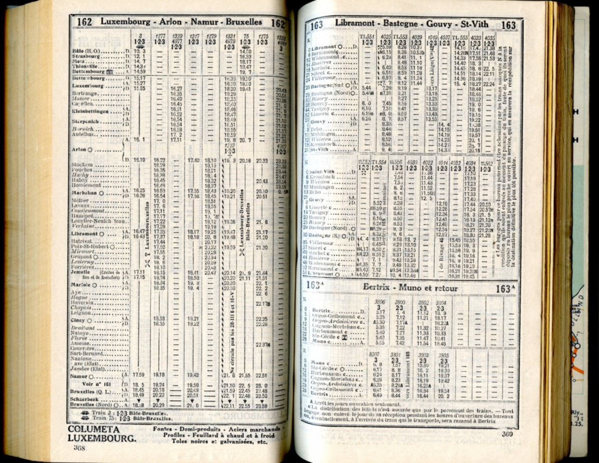 Ligne 162 - 163 (horaire 1937)