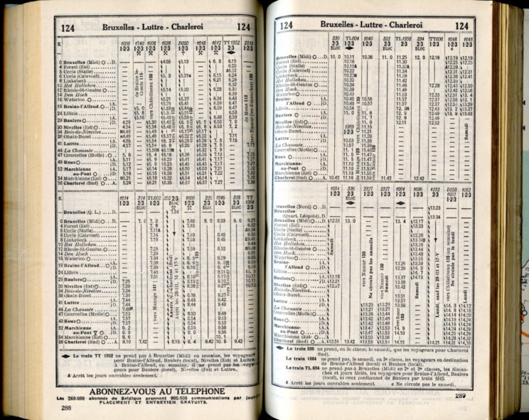 Ligne 124 (1) - Horaire 1937