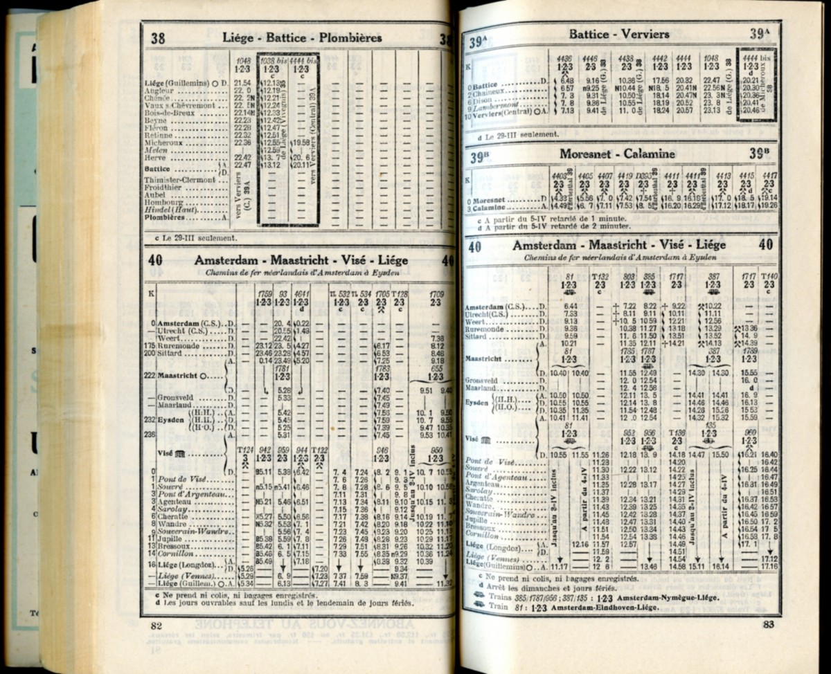 Lignes 38 - 39A - 40 (Horaire 1937)