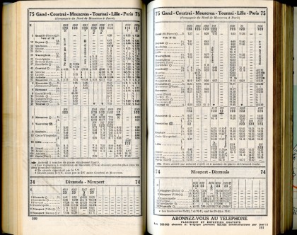 Ligne 74 - Ligne 75 (Horaire 1937)