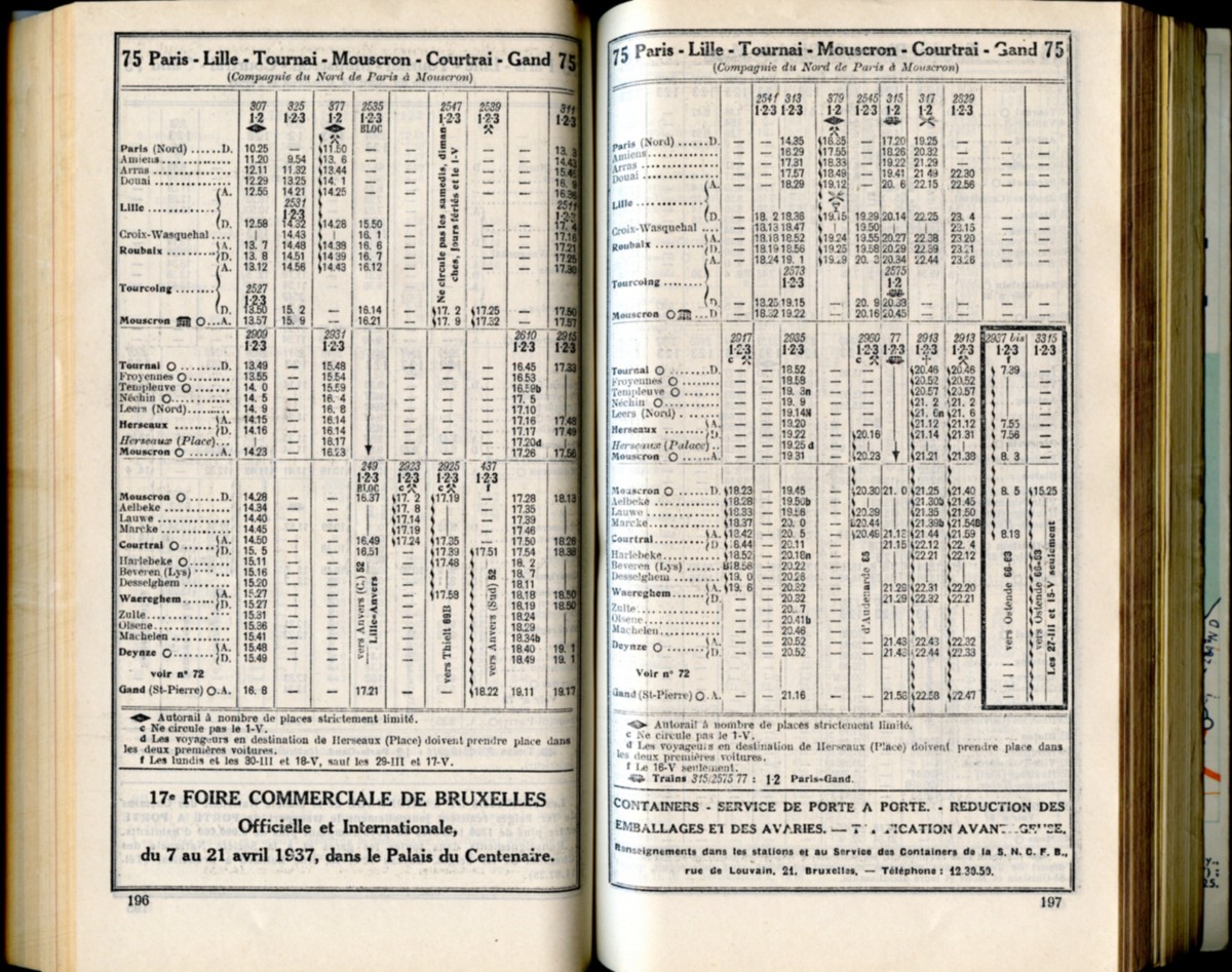 Ligne 75 d (Horaire 1937)