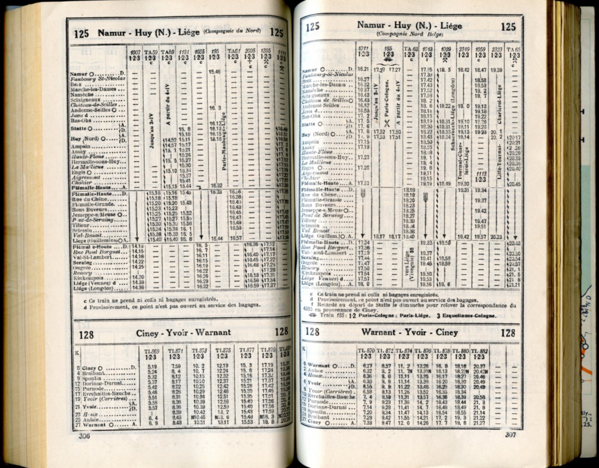 Ligne 125 - Ligne 128 (Horaire 1937)