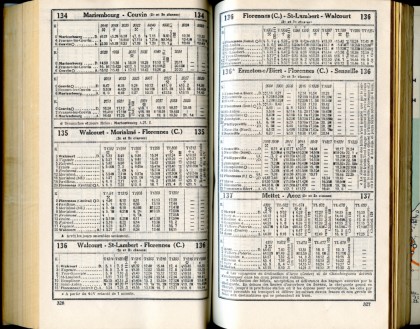 Lignes 134 - 135 - 136 - 136A - 137 (Horaire 1937)