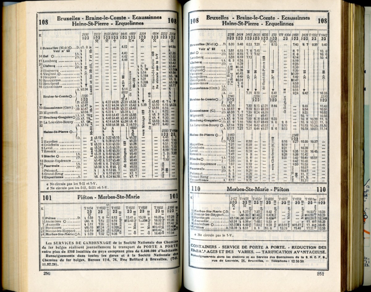 Lignes 101 - 108 - 110 (Horaire 1937)