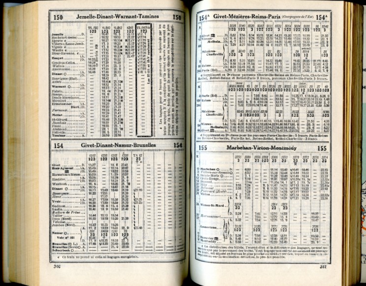 Lignes 150 - 154 - 154A - 155 (horaire 1937)