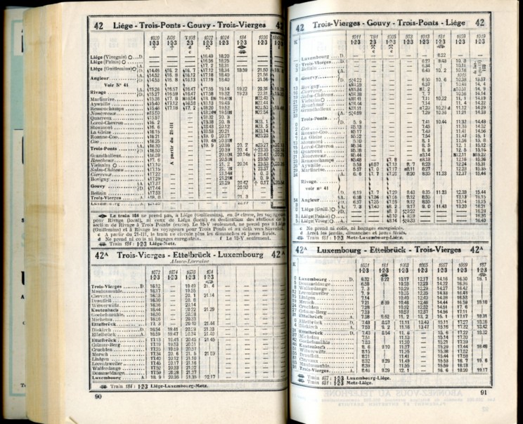 Lignes 42 - 42A (Horaires 1937)