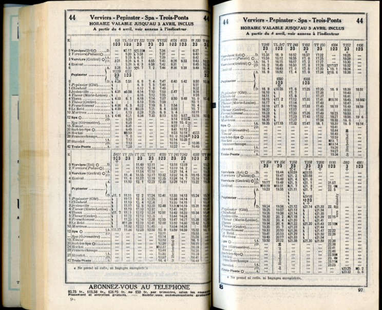 Ligne 44 - 1 (Horaire 1937)