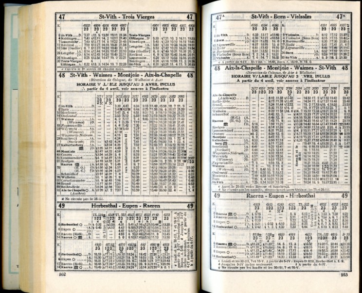 Lignes 47 - 47A - 48 - 49 (Horaires 1937)