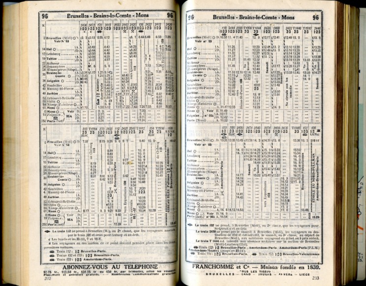 Ligne 96 - 1 (Horaire 1937)