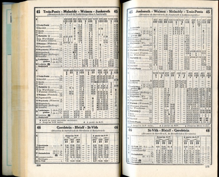 Lignes 45 - 46 (Horaire 1937)