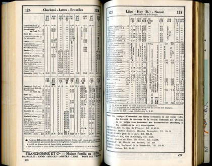 Lignes 124 - 125 (Horaire 1937)