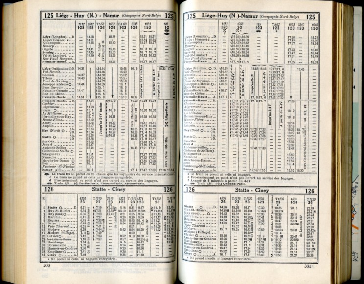 Lignes 125 - 126 (Horaire 1937)
