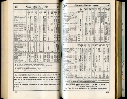 Lignes 125 - 128 (Horaire 1937)