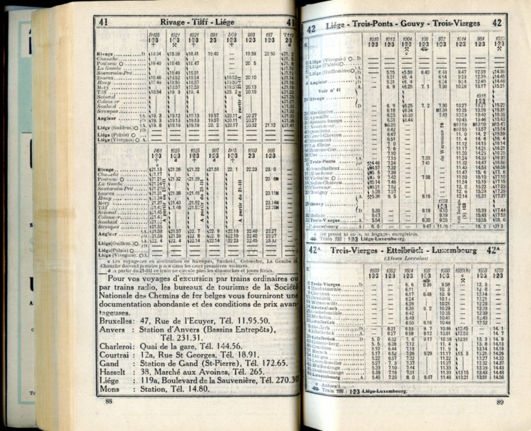 Lignes 41 - 42 - 42A (Horaire 1937)