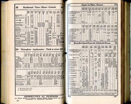 Lignes 69 - 69B - 72 - 73 (Horaires 1937)