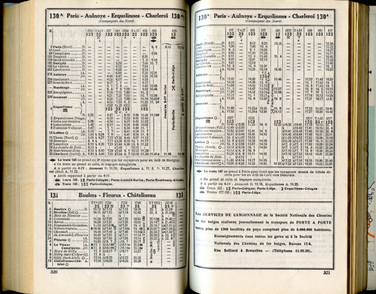 Lignes 130A - 131 (Horaires 1937)