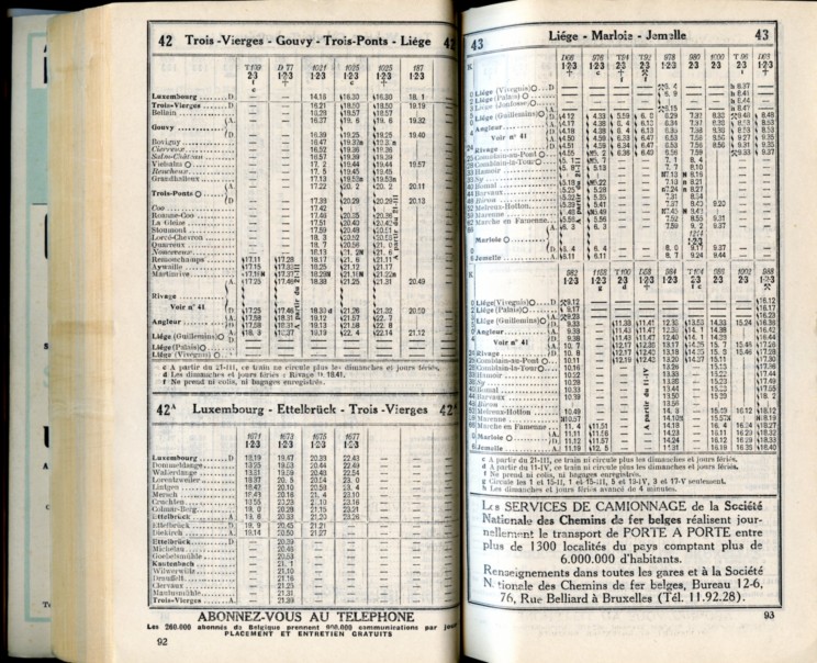 Lignes 42 - 42A - 43 (Horaires 1937)