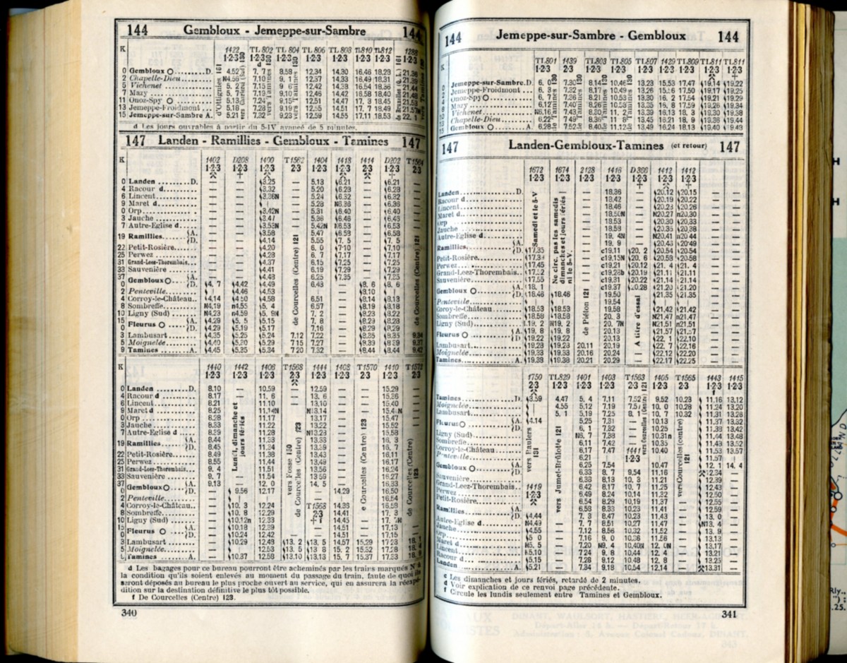 Lignes 144 - 147 (Horaire 1937)