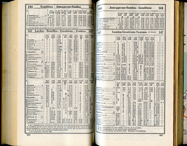 Lignes 144 - 147 (Horaire 1937)