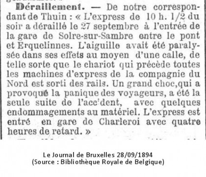 Le Journal de Bruxelles 28/09/1894 (Source : Bibliothèque Royale de Belgique)