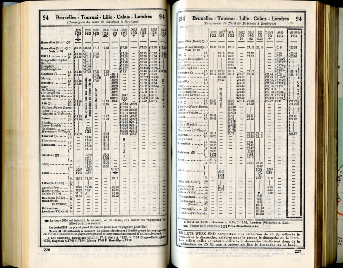 Ligne 94 - 2 (Horaire 1937)