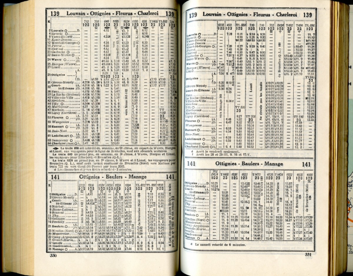 Lignes 139 - 141 (Horaires 1937)