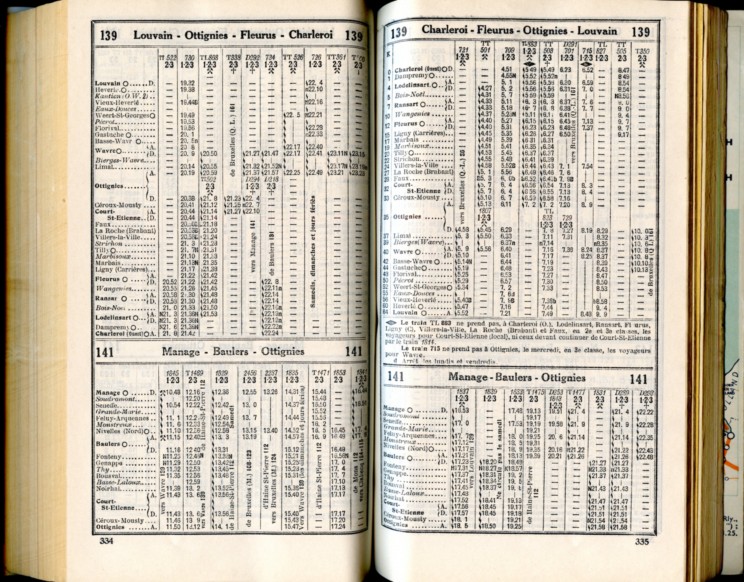 Lignes 139 - 141 (Horaires 1937)