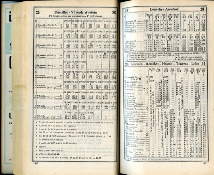 Lignes 25 - 28 - 34 (Horaires 1937)