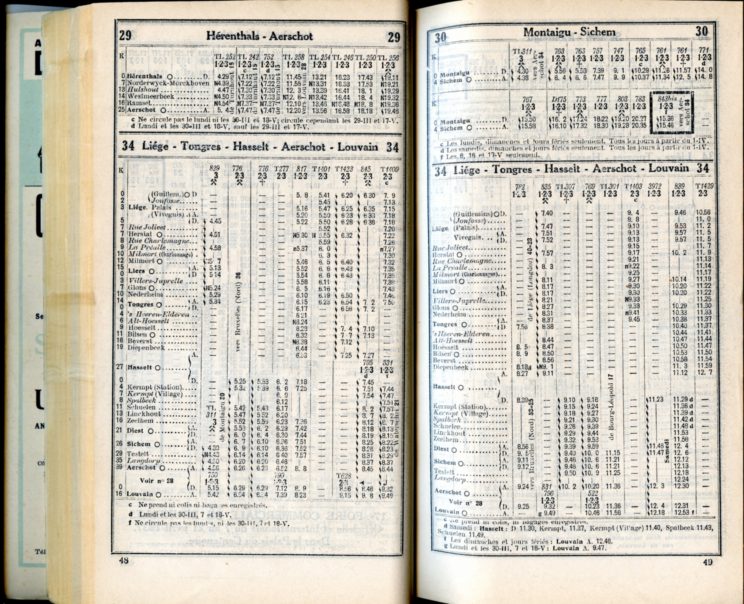 Lignes 29 - 30 - 34 (Horaires 1937)