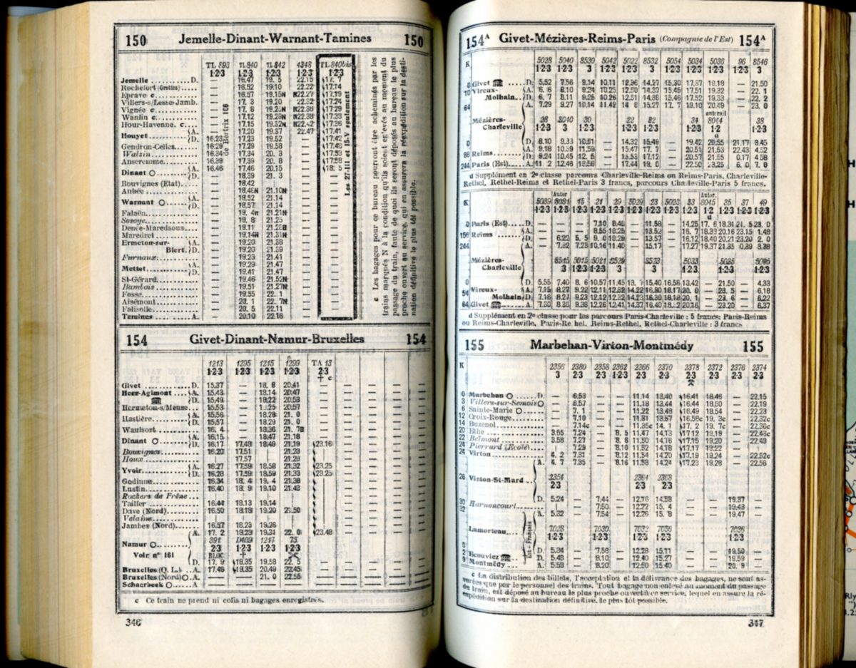 Lignes 150 - 154 - 154A - 155 (Horaires 1937)