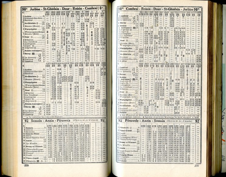 Lignes 90A - 92 (Horaires 1937)