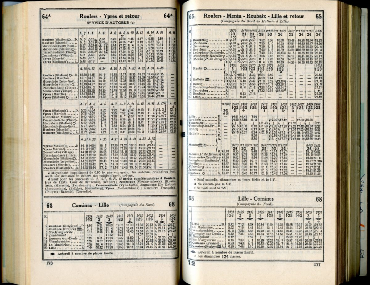 Lignes 64A - 65 - 68 (Horaires 1937)