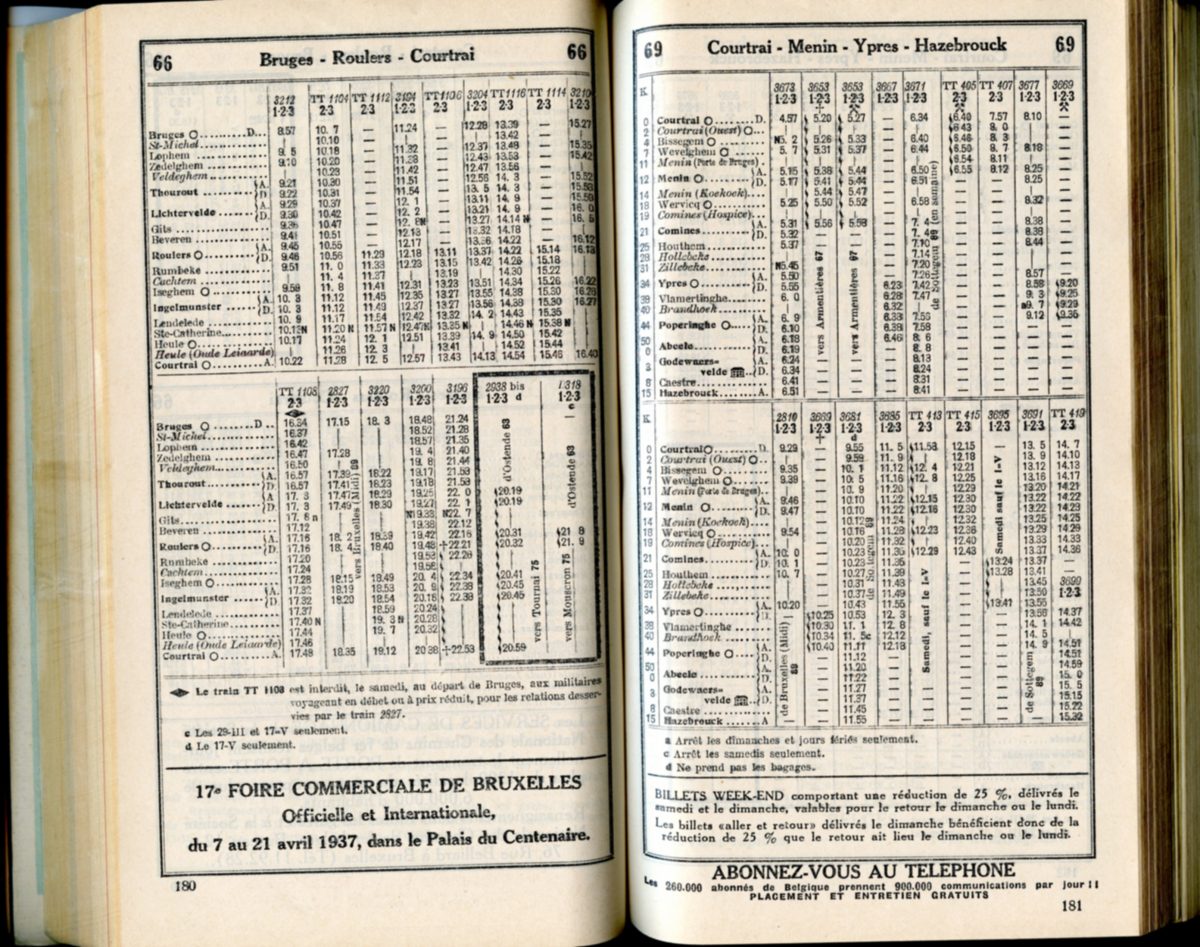 Lignes 66 - 69 (Horaires 1937)