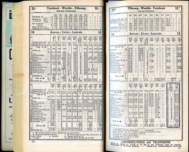 Lignes 15A - 16 (Horaire 1937)