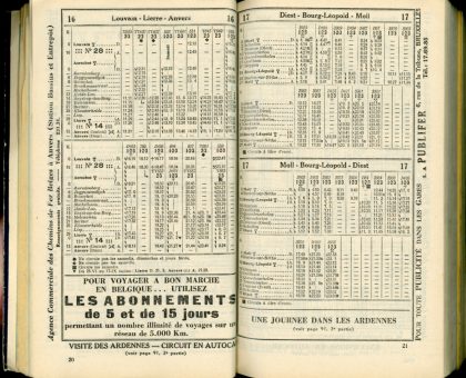 Horaire 1933 - Lignes 16 et 17