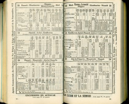 Horaire 1933 - Lignes 18, 19 et 20