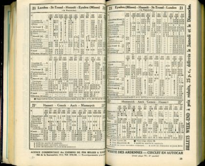 Horaire 1933 - Lignes 21 et 21A