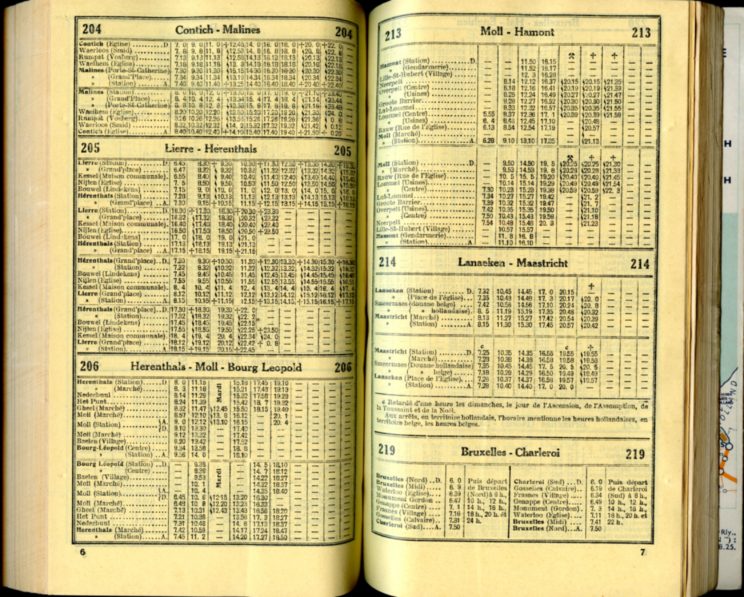 Horaires 1937 - Lignes 204 - 205 - 206 - 213 - 214 - 219