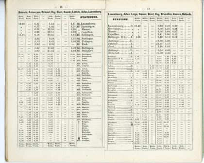 Horaire 1874 (Chemins de Fer Luxembourgeois)