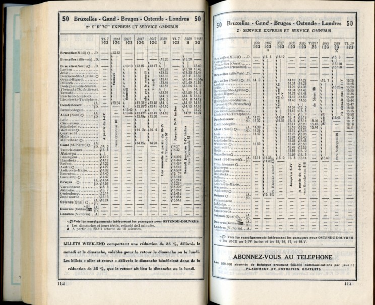 Ligne 50 (4) - Horaire 1937