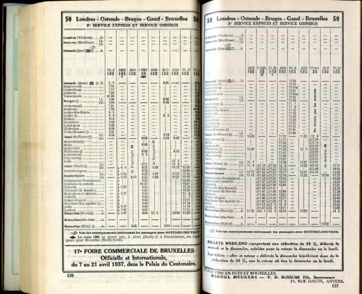 Ligne 50 (11) - Horaire 1937