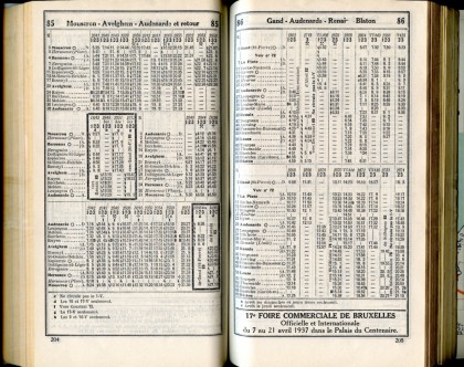 Lignes 85 - 86 (Horaire 1937)